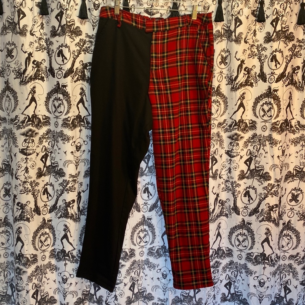 Hot Topic red plaid and black pants